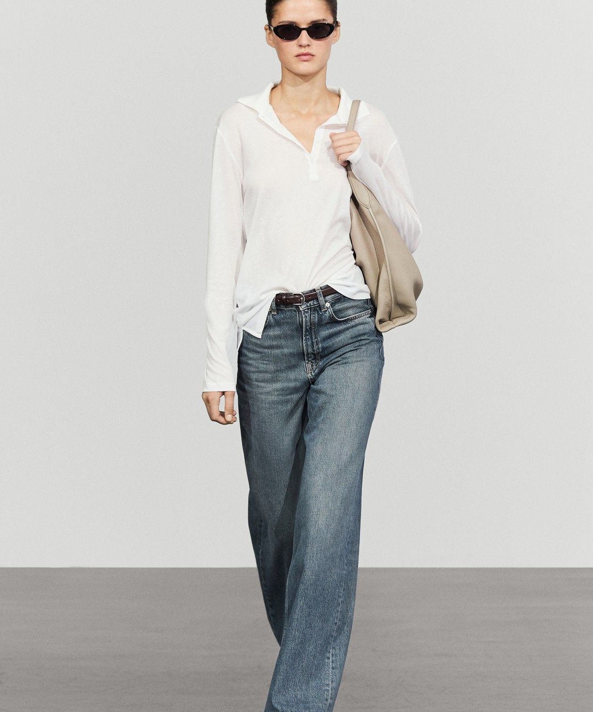 마시모두띠(MASSIMO DUTTI) 100% 코튼 긴소매 폴로셔츠