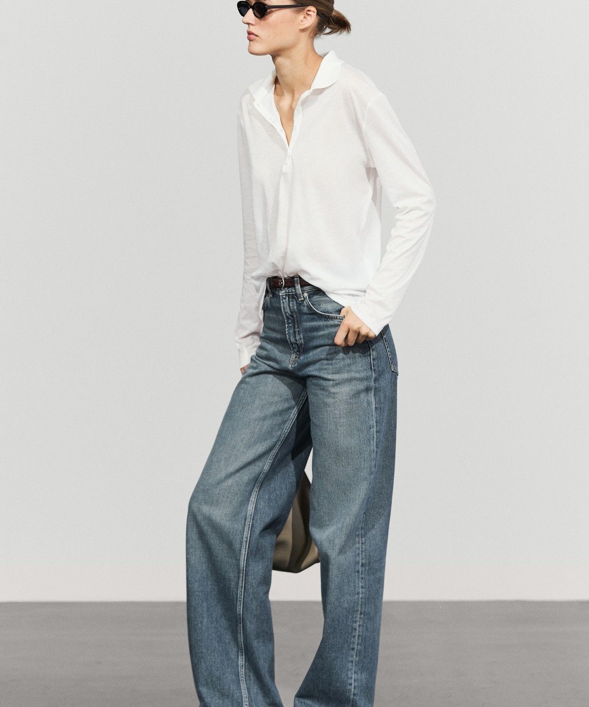 마시모두띠(MASSIMO DUTTI) 100% 코튼 긴소매 폴로셔츠