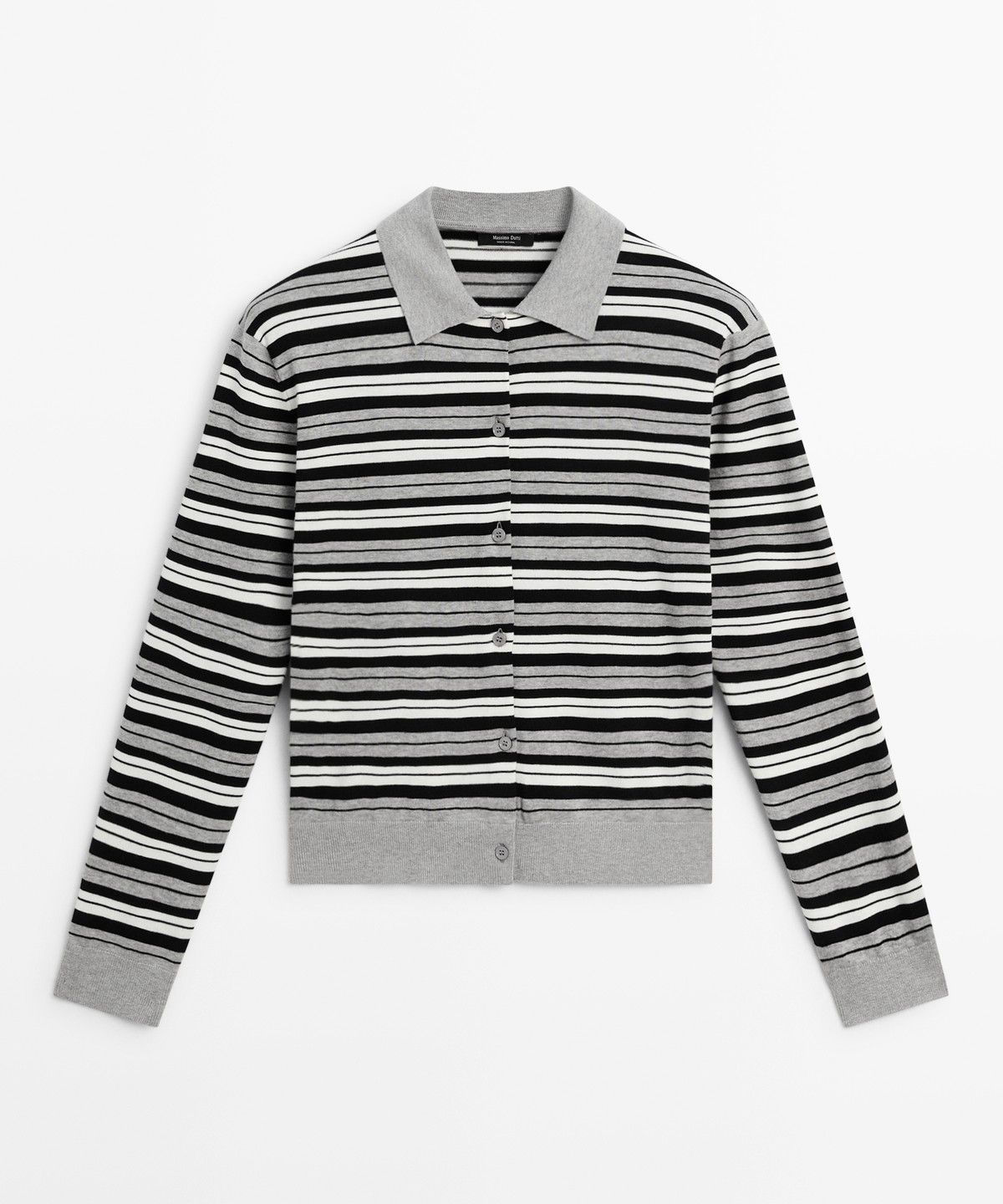 마시모두띠(MASSIMO DUTTI) 스트라이프 디테일 버튼 가디건