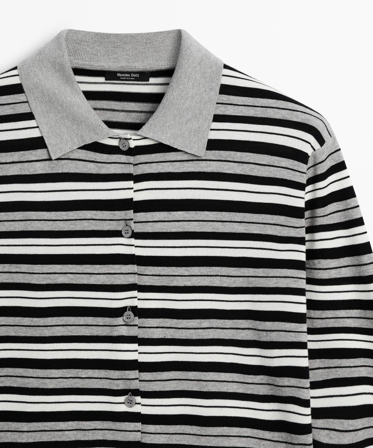 마시모두띠(MASSIMO DUTTI) 스트라이프 디테일 버튼 가디건