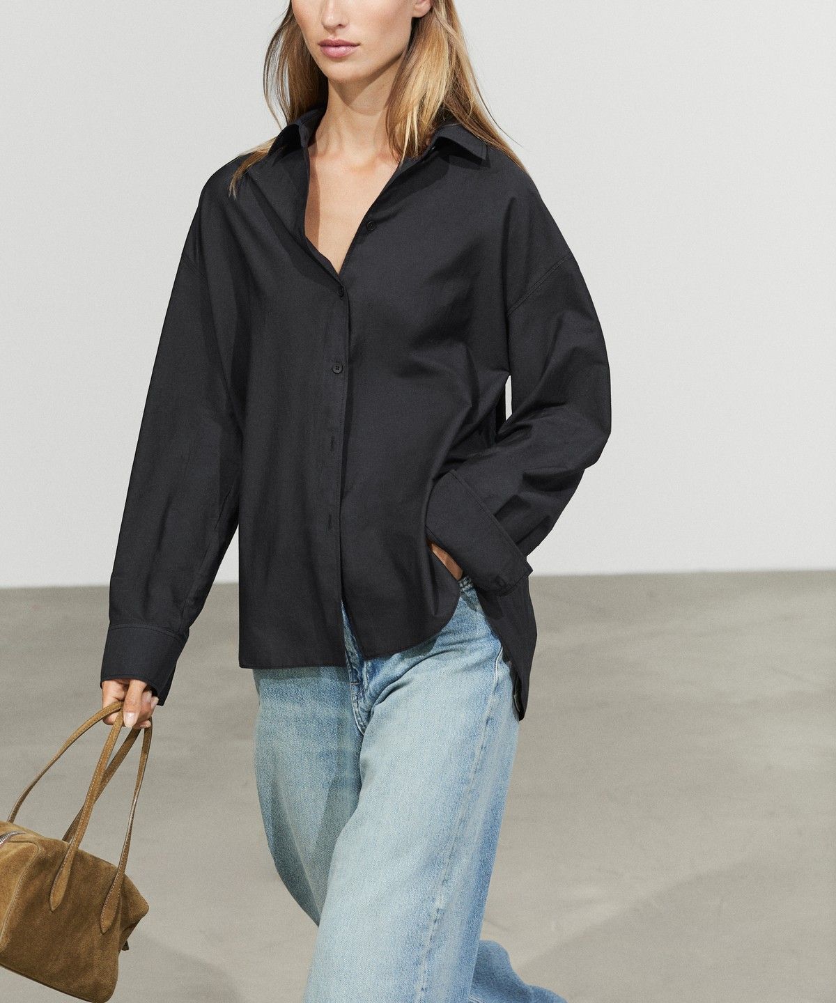 마시모두띠(MASSIMO DUTTI) 코튼 실크 블렌드 플루이드 셔츠