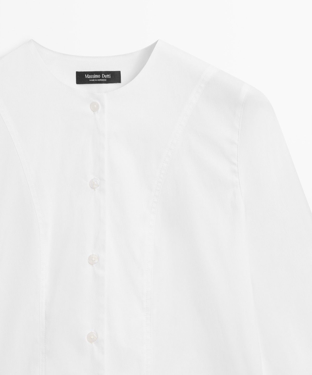 마시모두띠(MASSIMO DUTTI) 넥라인 디테일 포플린 셔츠