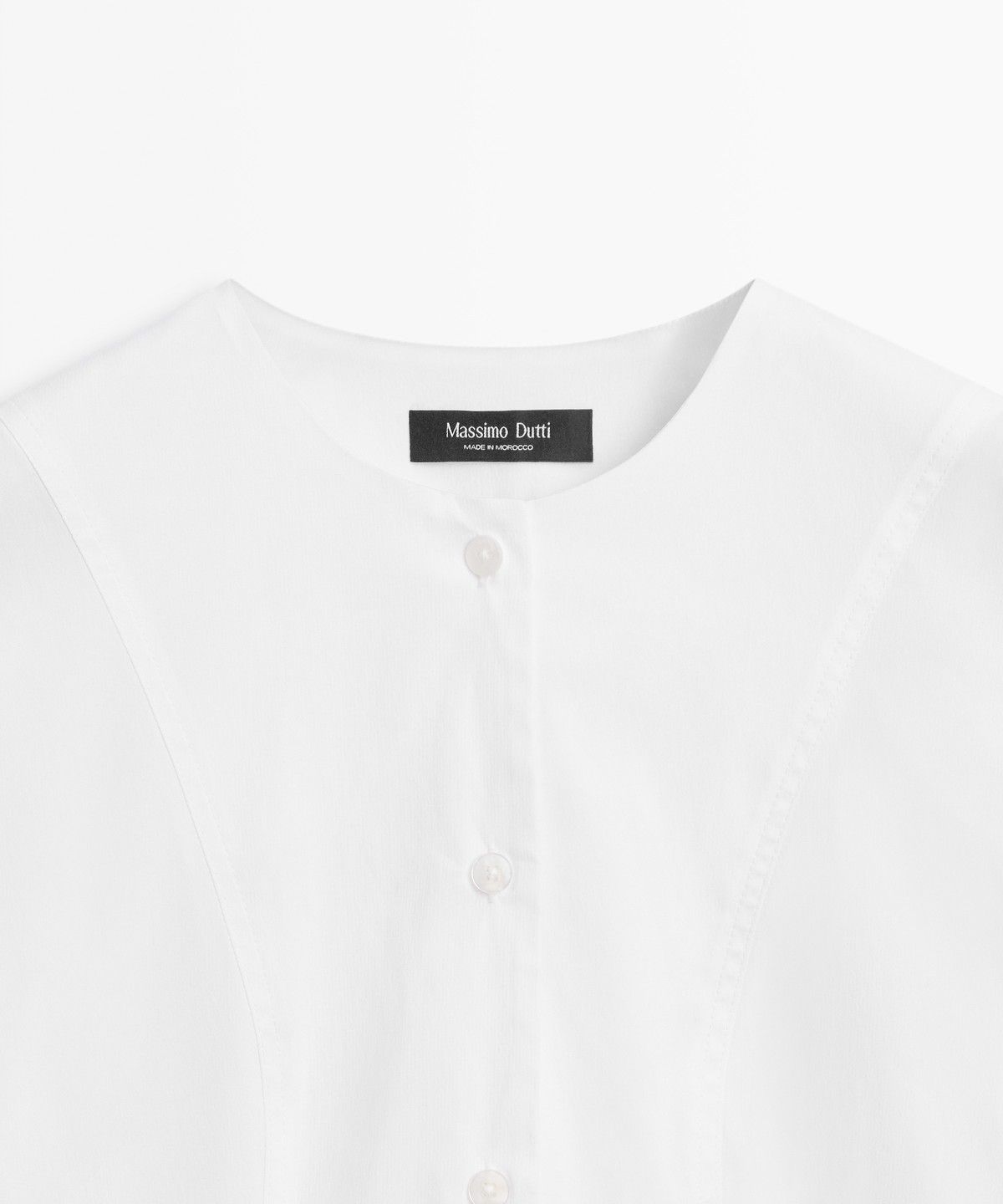 마시모두띠(MASSIMO DUTTI) 넥라인 디테일 포플린 셔츠