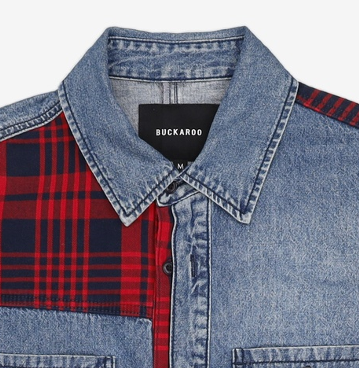 버커루(BUCKAROO) 남성 오버사이즈 체크패치 셔켓 (B205DS140P) M