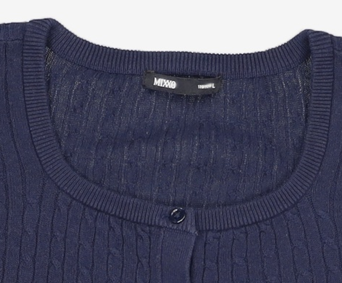 미쏘(MIXXO) 스퀘어넥 케이블 반팔 가디건_MIWCKE518T L
