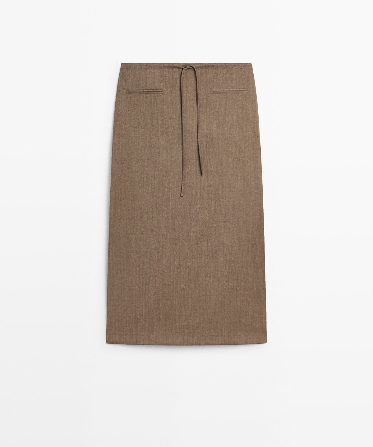 마시모두띠(MASSIMO DUTTI) 드로스트링 100% 울 미디 스커트