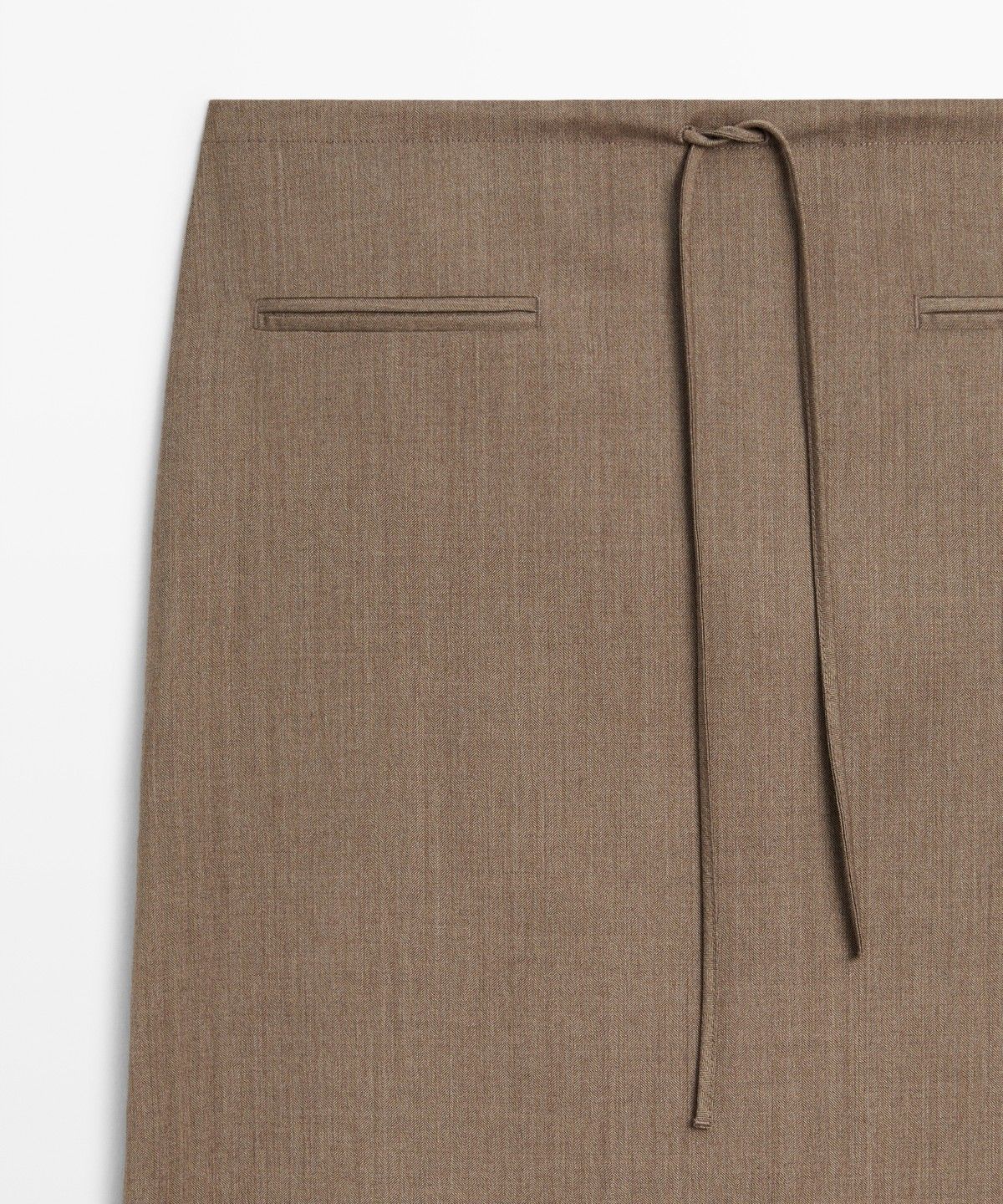 마시모두띠(MASSIMO DUTTI) 드로스트링 100% 울 미디 스커트