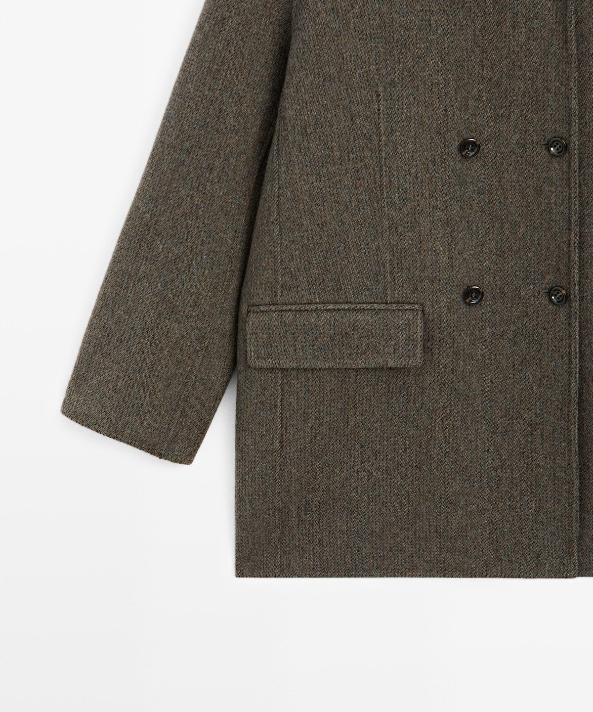 마시모두띠(MASSIMO DUTTI) 버튼 디테일 미디 더블 코트