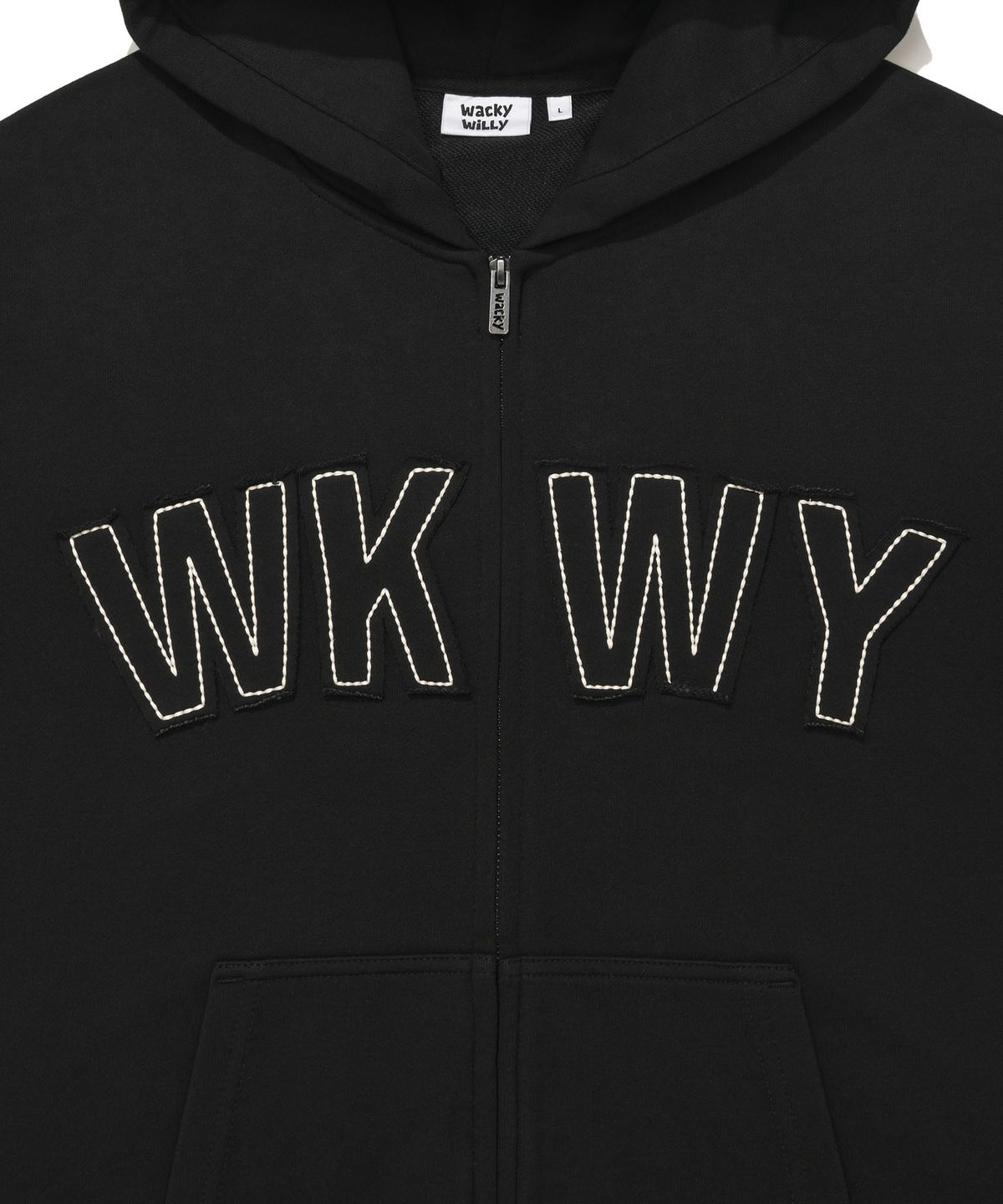 와키윌리(WACKY WILLY) WKWY 타이포 후드집업 블랙
