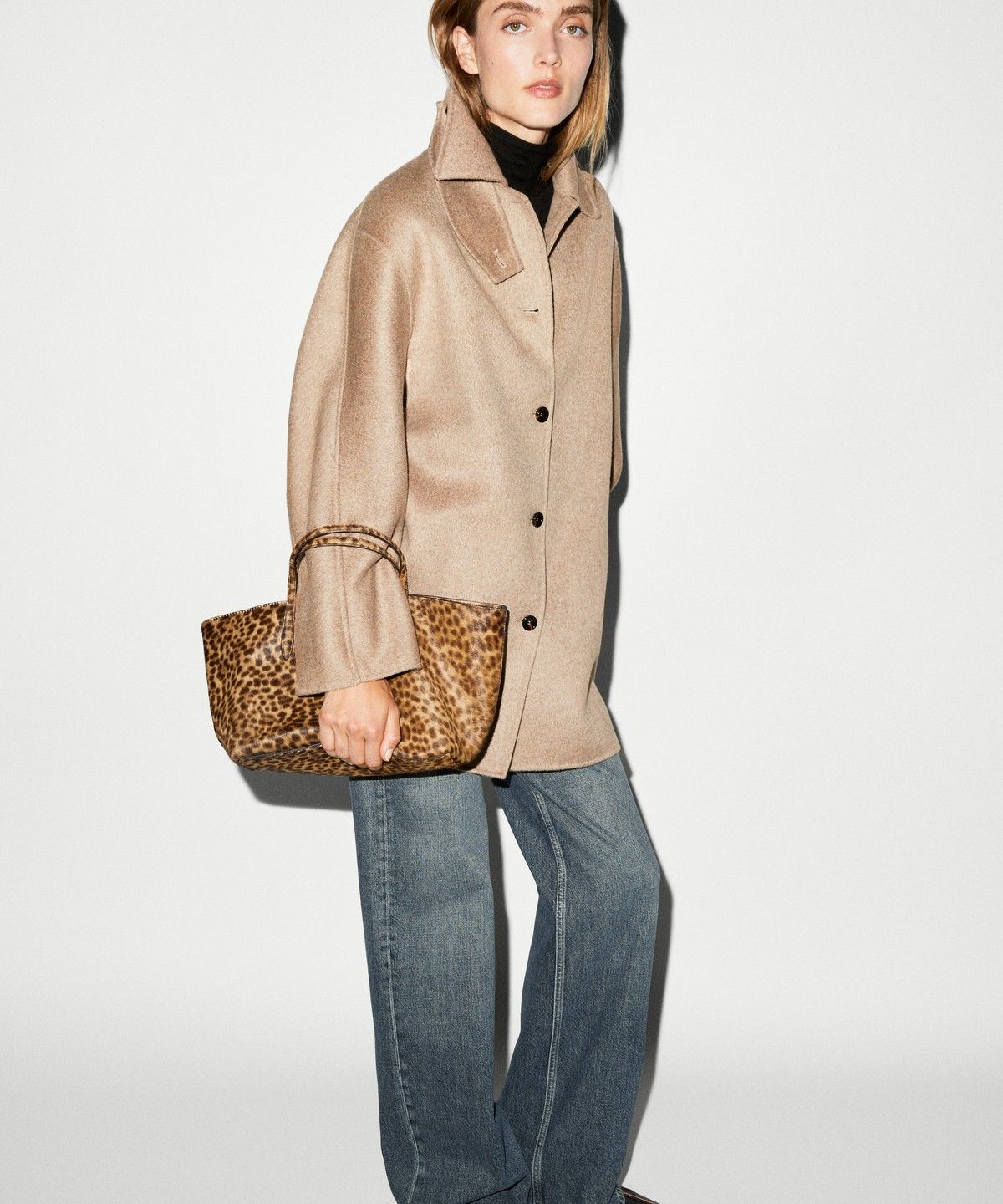 마시모두띠(MASSIMO DUTTI) 멜란지 칼라 디테일 코트