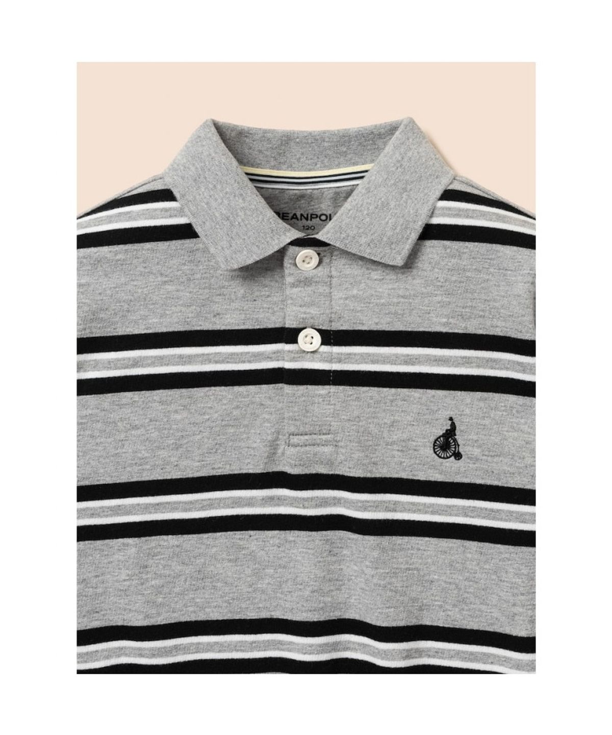 빈폴 키즈(BEANPOLE KIDS) 멀티 스트라이프 티칼라 스웻셔츠  그레이 (BI6841U013)