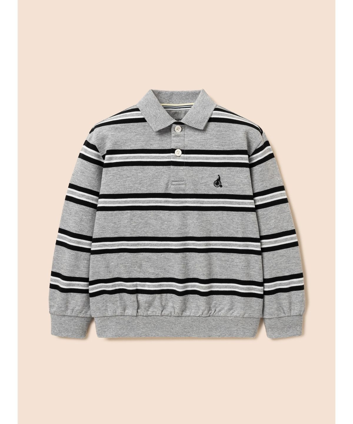 빈폴 키즈(BEANPOLE KIDS) 멀티 스트라이프 티칼라 스웻셔츠  그레이 (BI6841U013)