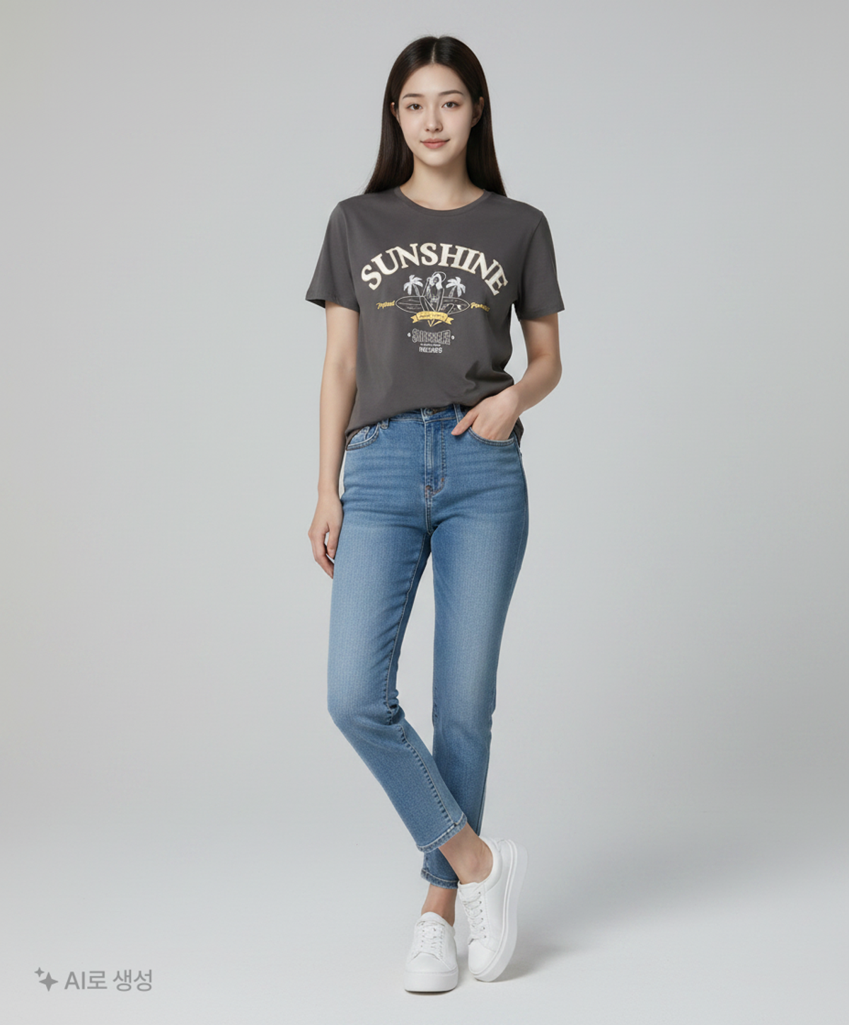 룩캐스트(LOOKAST) 차콜 썬샤인 티셔츠 / CHARCOAL SUNSHINE T-SHIRT ONE