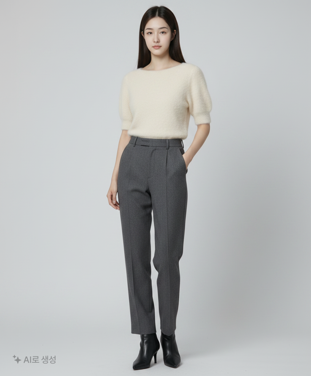다이애그널(DIAGONAL) FURRY KNIT TOP (ivory) S