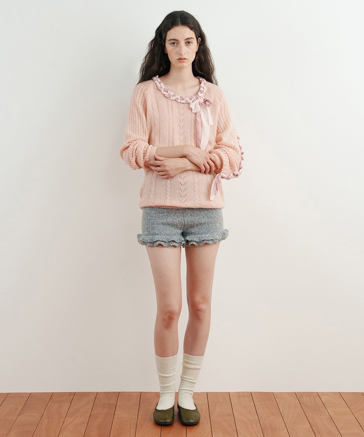 시눈(SINOON) WOOL BLEND CREW SOCKS (Ivory)