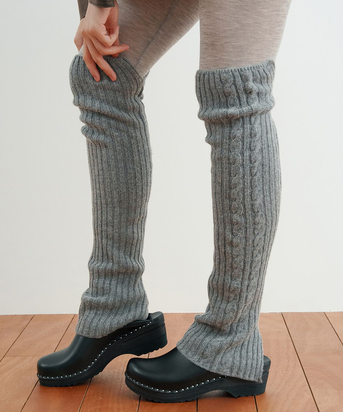 시눈(SINOON) Cable Knit Warmer (Melange Grey)