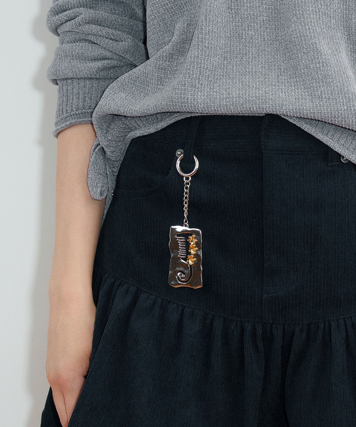 시눈(SINOON) Bloom Brush Keyring (Silver Gold)