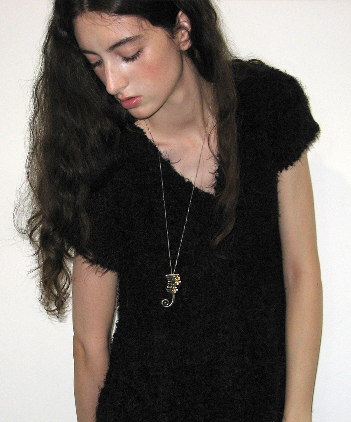 시눈(SINOON) Bloom Brush Necklace (Silver Gold)