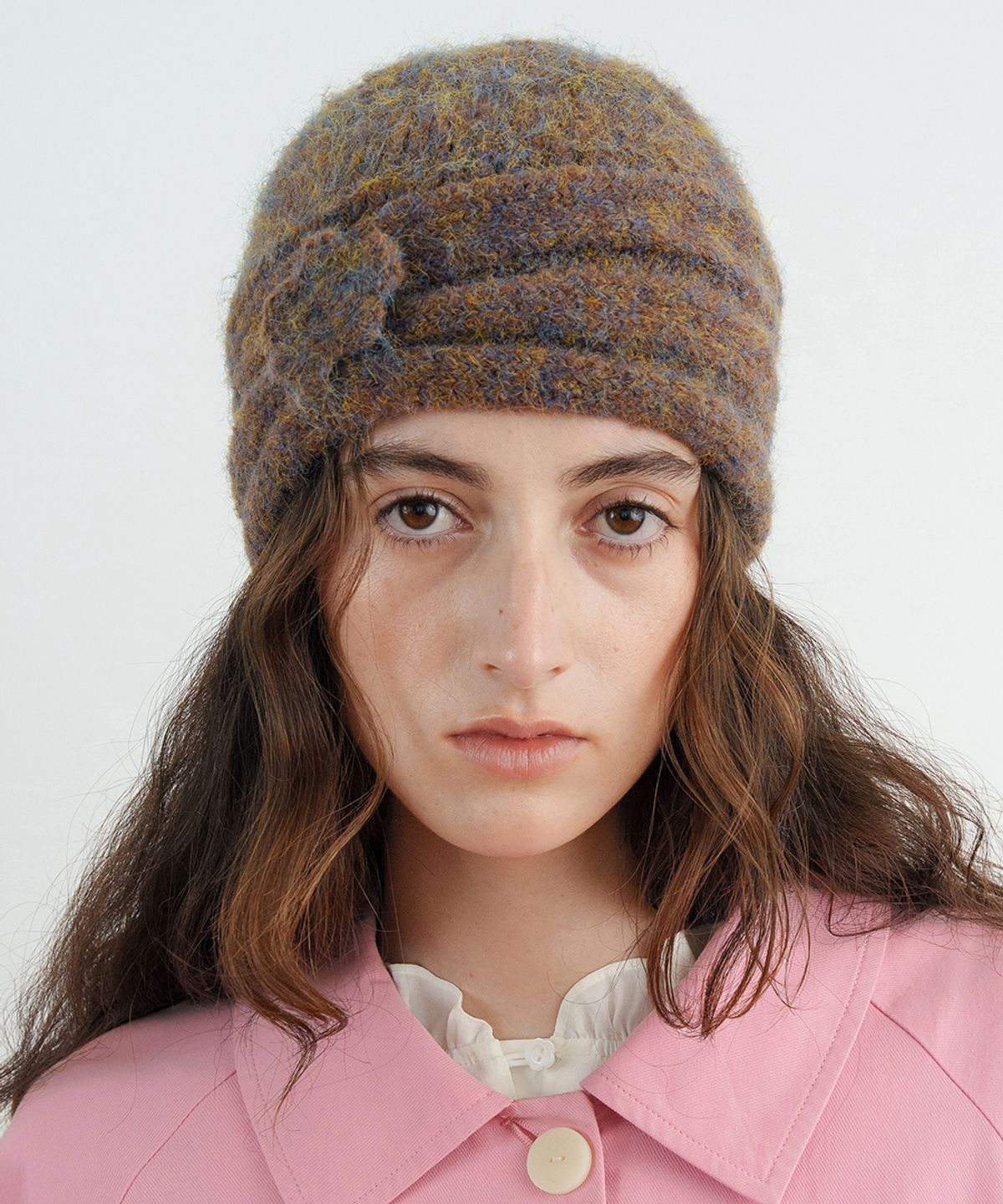 시눈(SINOON) Flower Shirring Beanie (Wood Brown)