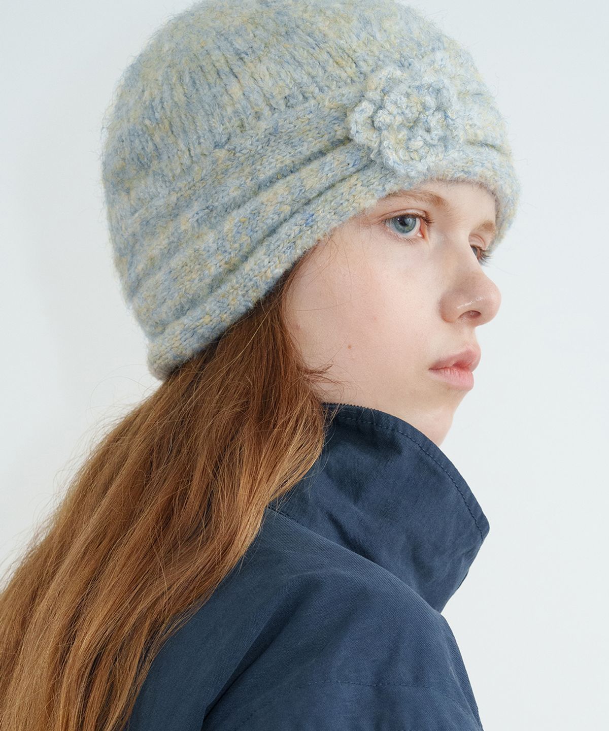 시눈(SINOON) Flower Shirring Beanie (Light Blue)