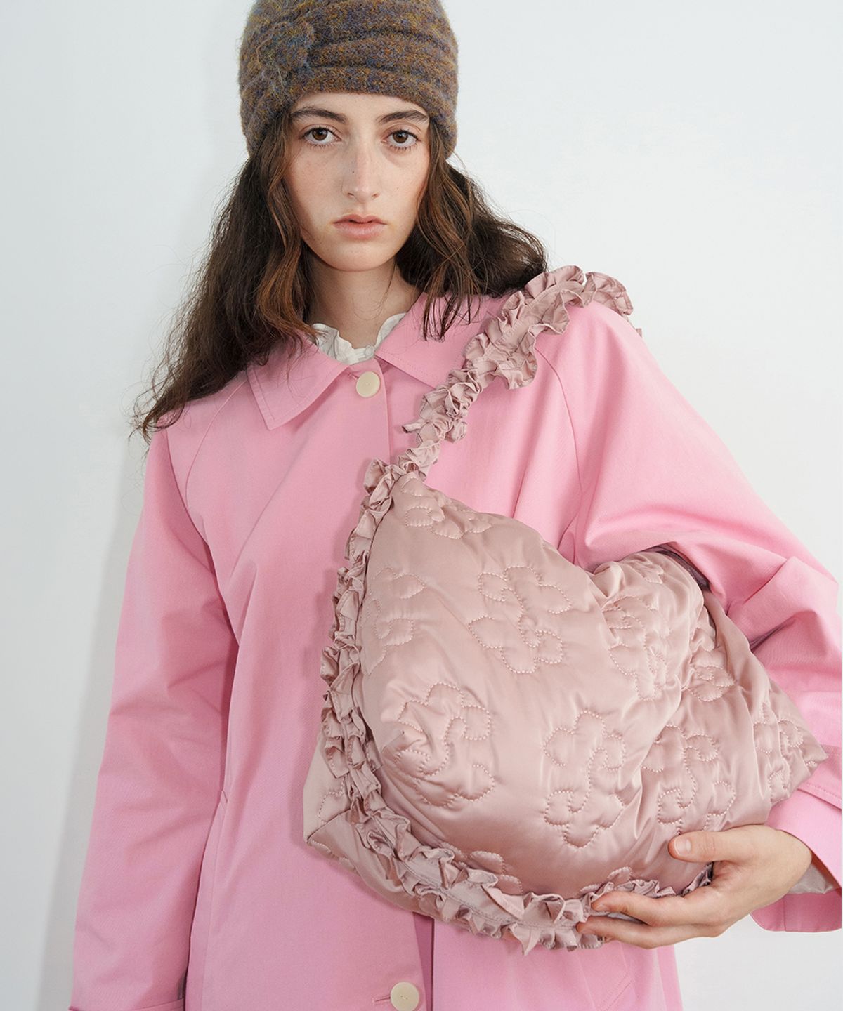 시눈(SINOON) Padded Shirring Bag (Ash Pink)