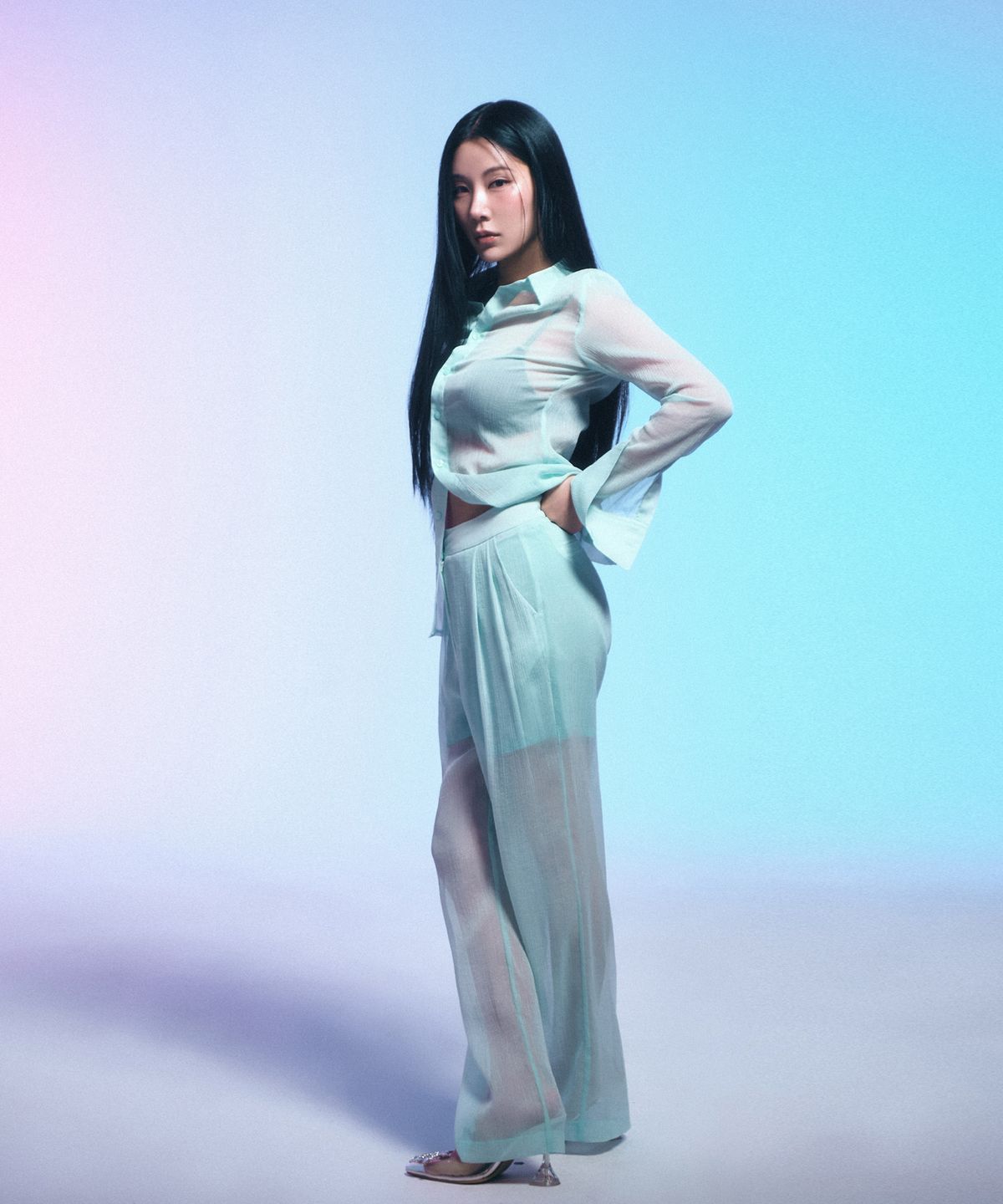 시데라(SIDERA) Whisper Glitter Sheer Pants [Mint]