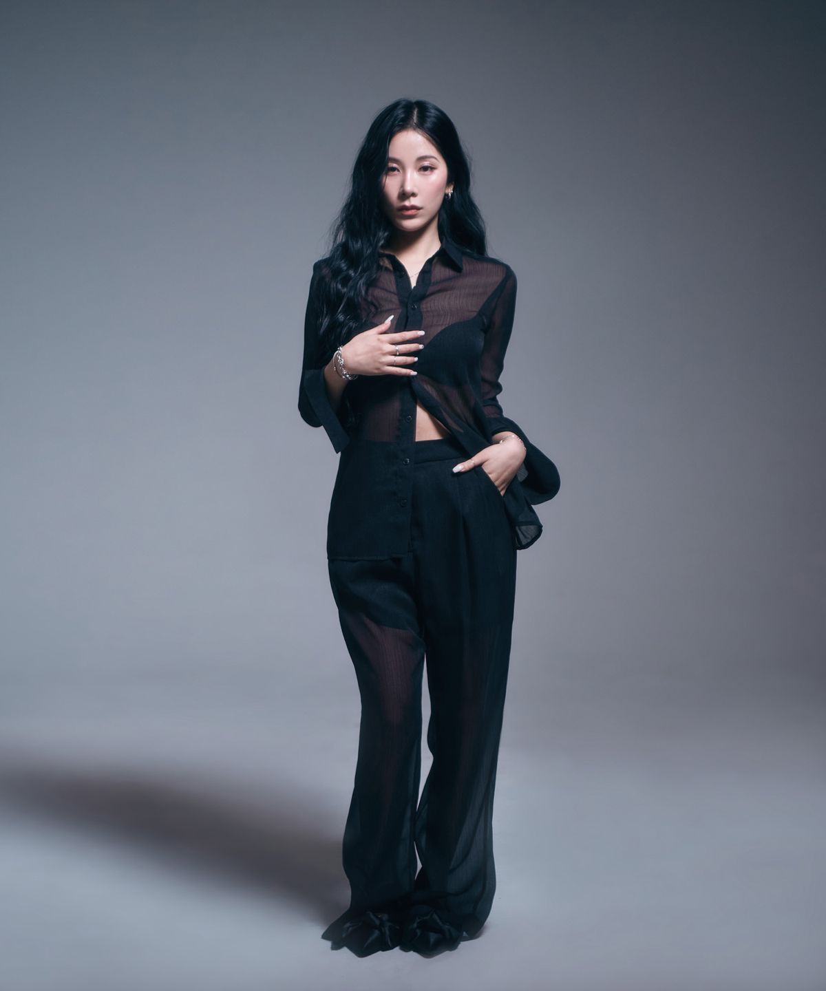 시데라(SIDERA) Whisper Glitter Sheer Pants [Black]