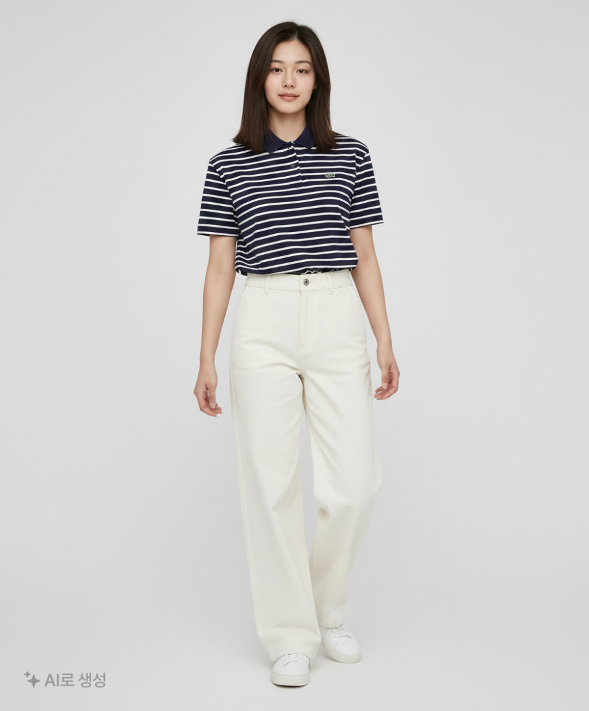 라코스테(LACOSTE) 여성 스트라이프 폴로 셔츠 LCST PF500E-20B166 36