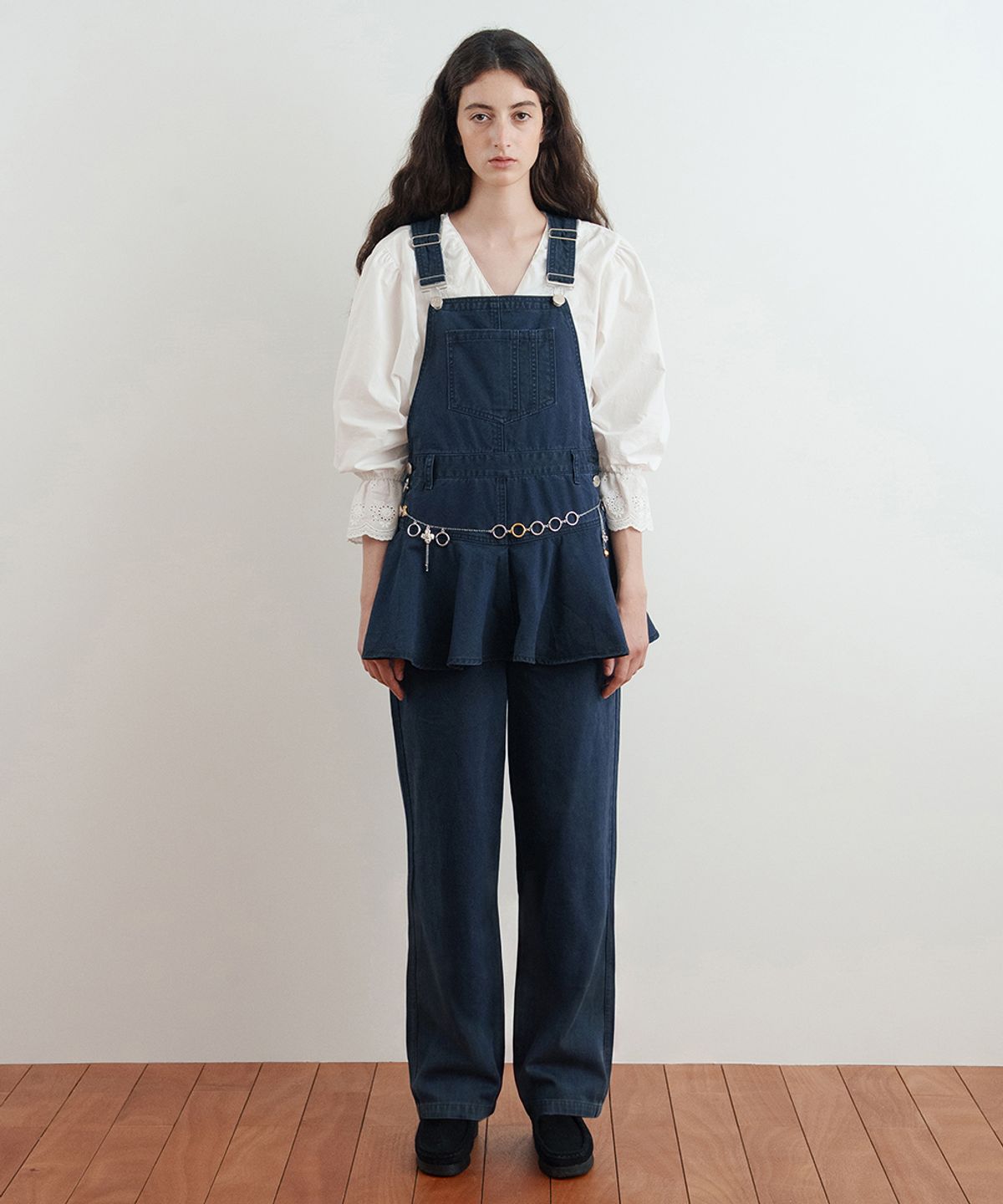 시눈(SINOON) Flare Skirt Layered Overall (Navy)