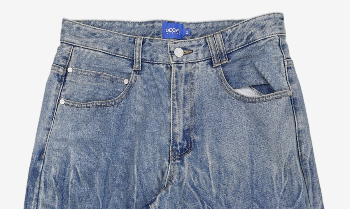 데케트(DECET) Mid Rise Wide Jeans DCPT027BlueCenter 30