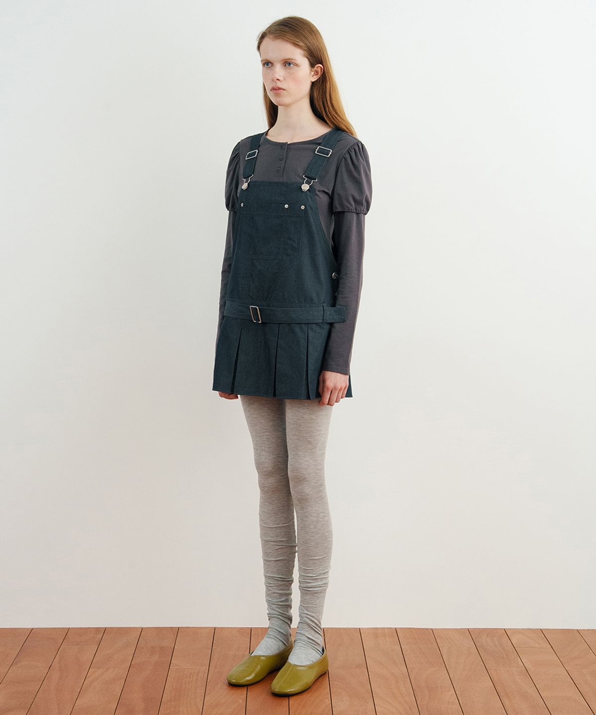 시눈(SINOON) Pleats Mini Overall (Navy)