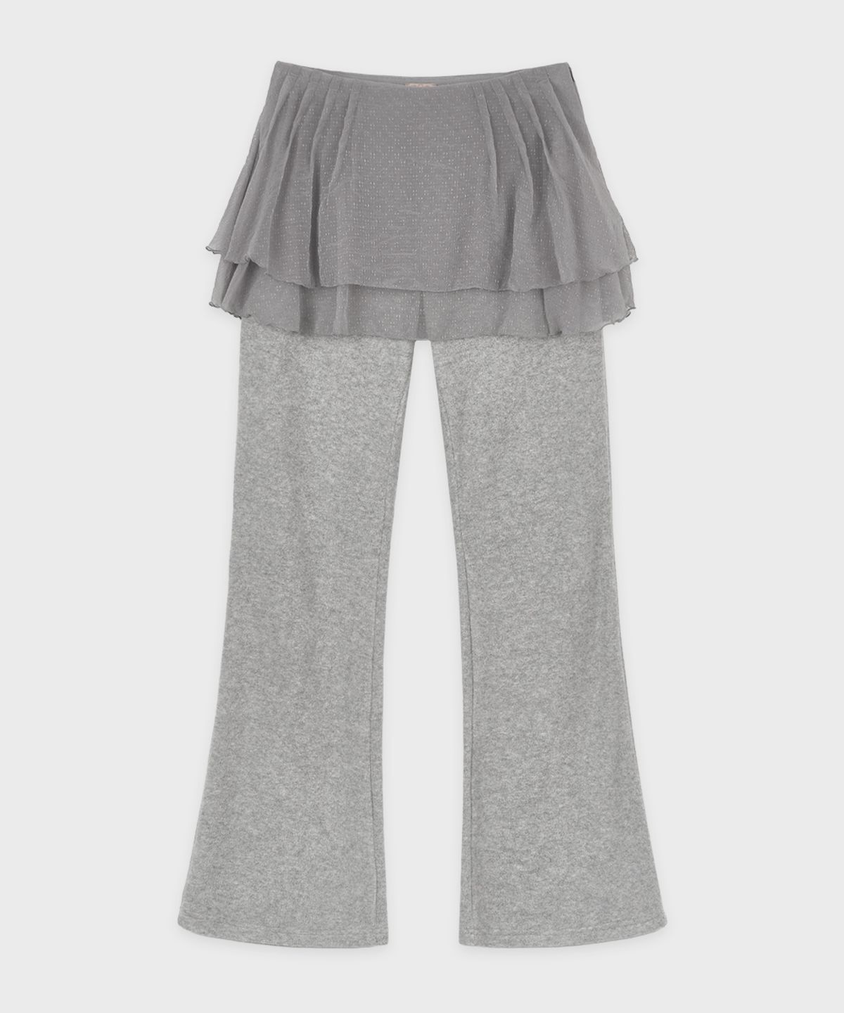 시눈(SINOON) Mesh Skirt Layered Pants (Grey)