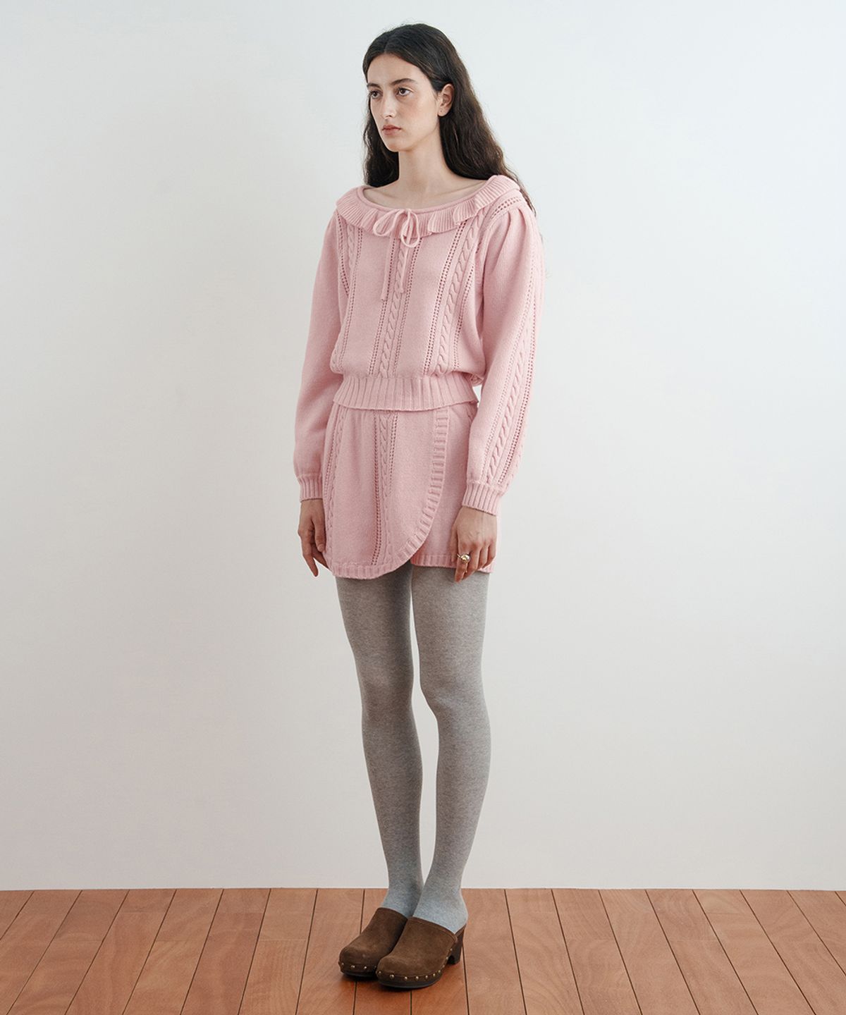 시눈(SINOON) Cable Knit Short Pants (Pink)