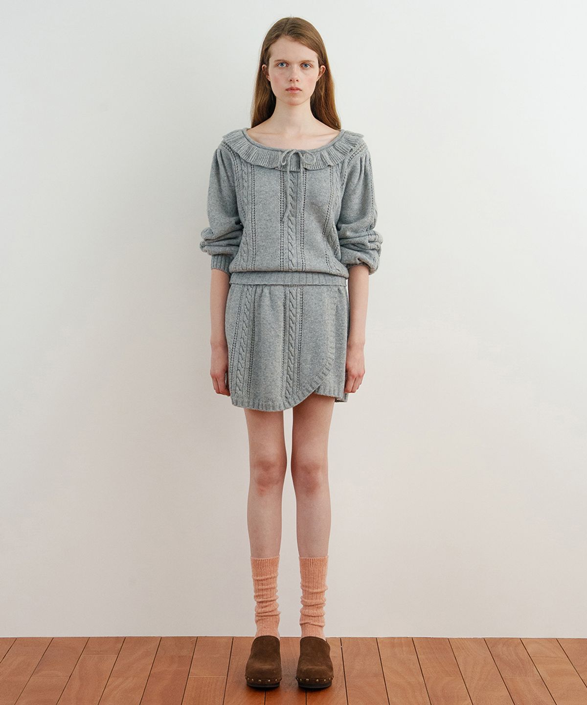 시눈(SINOON) Cable Knit Short Pants (Melange Grey)