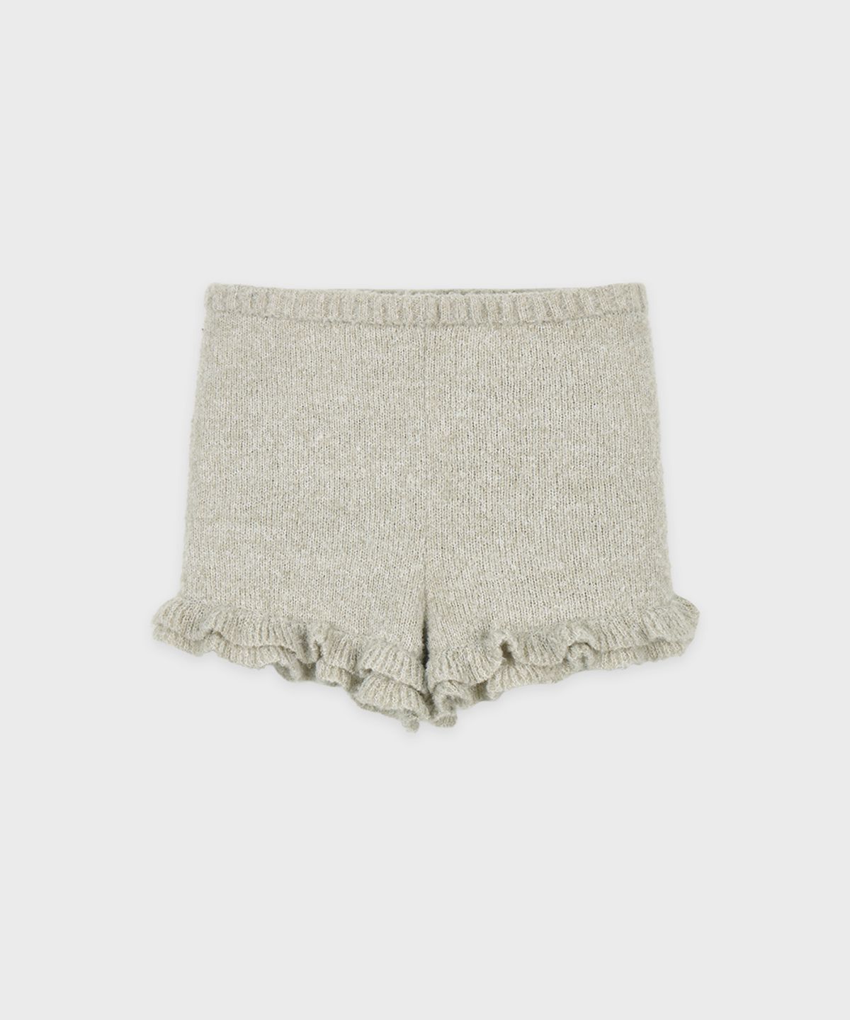 시눈(SINOON) Color Point Frill Knit Shorts (Greyish Green)