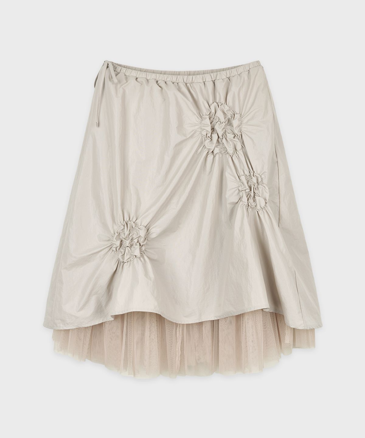 시눈(SINOON) Flower Shirring Skirt (Light Beige)