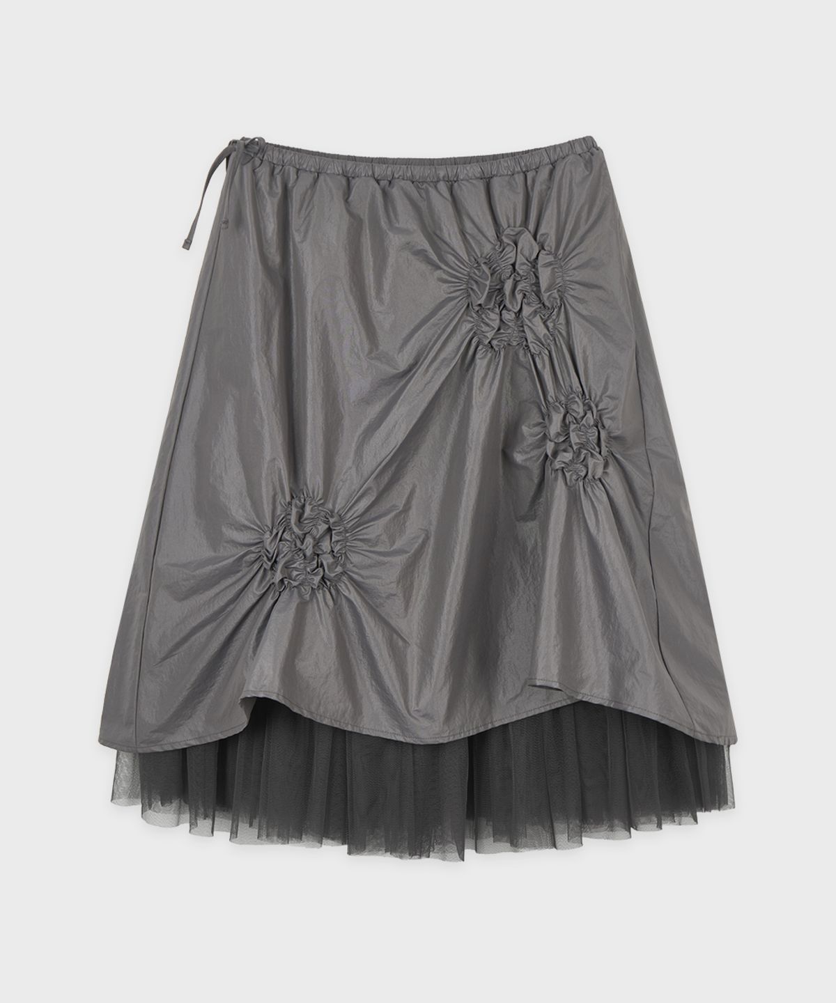 시눈(SINOON) Flower Shirring Skirt (Grey)