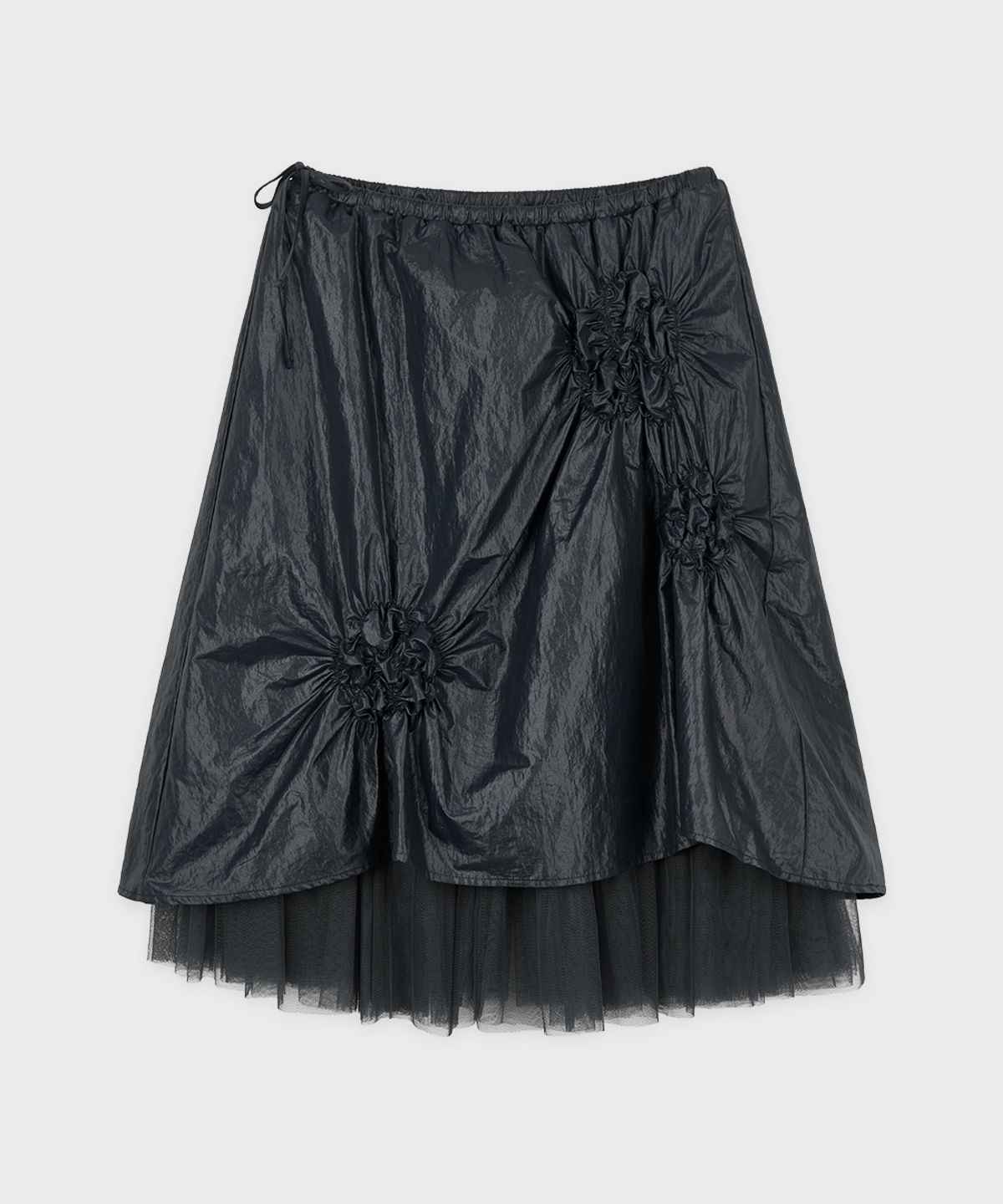 시눈(SINOON) Flower Shirring Skirt (Dark Navy)