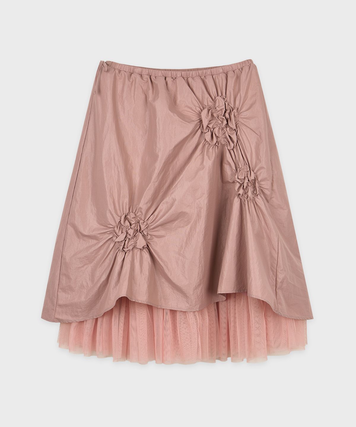 시눈(SINOON) Flower Shirring Skirt (Ash Pink)