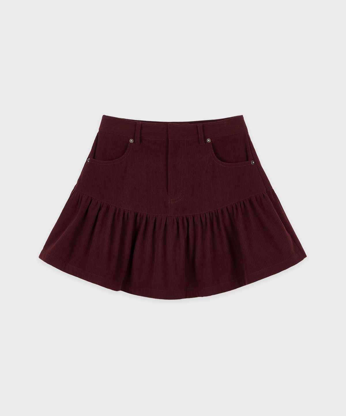 시눈(SINOON) Flare Corduroy Mini Skirt (Burgundy)