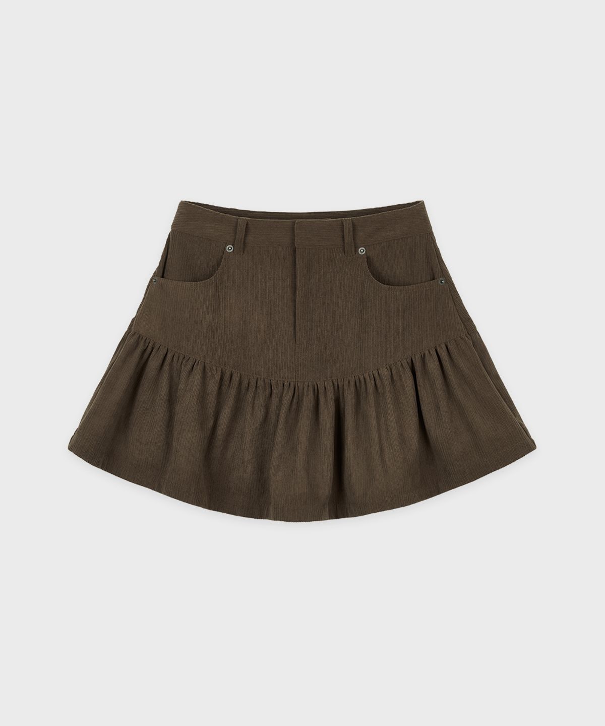 시눈(SINOON) Flare Corduroy Mini Skirt (Ash Brown)
