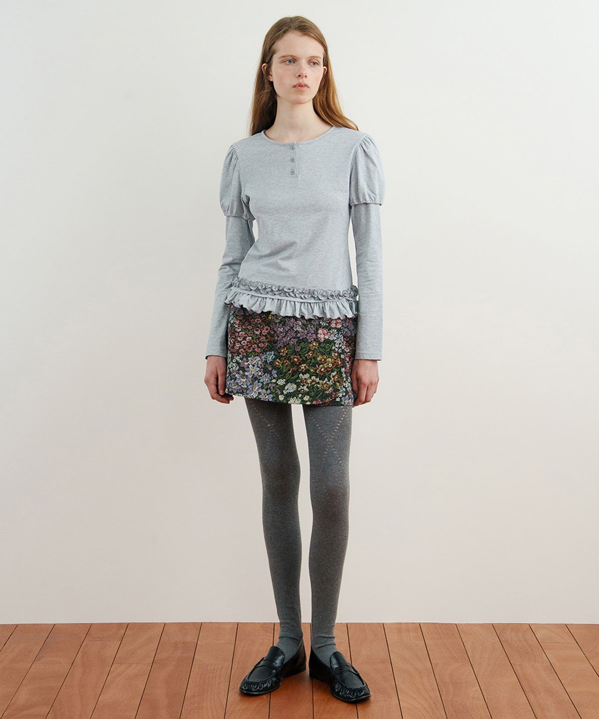 시눈(SINOON) Jacquard Wrap Skirt (Black)