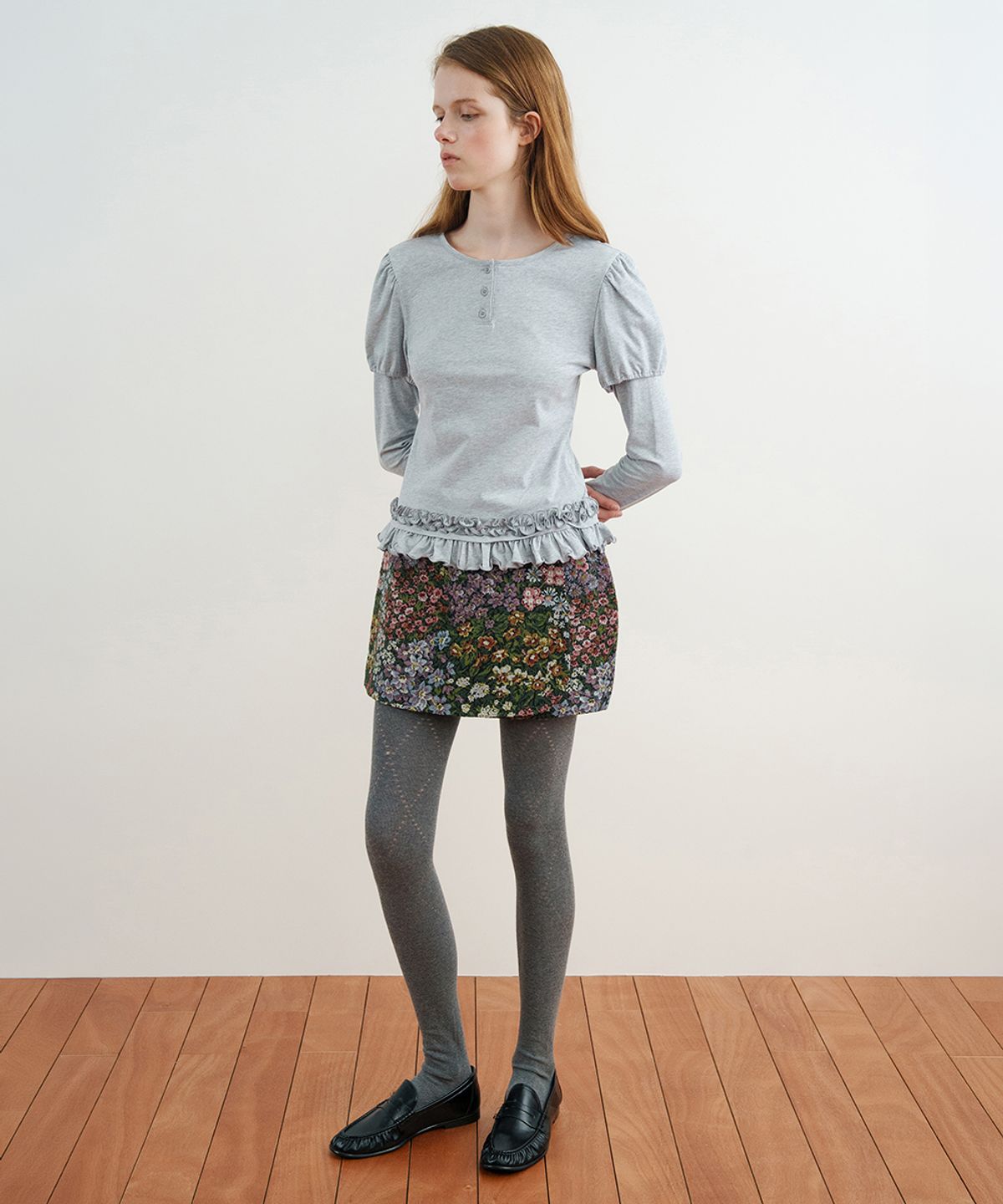 시눈(SINOON) Jacquard Wrap Skirt (Black)