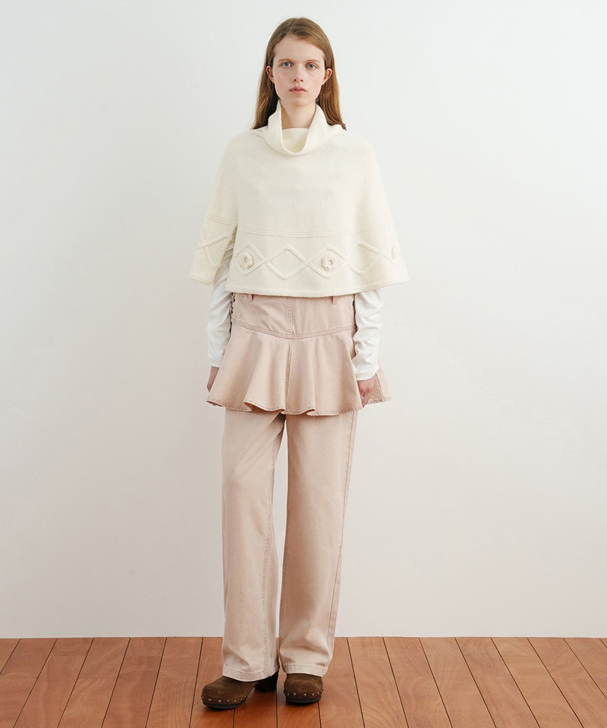 시눈(SINOON) High Neck Knit Cape (Ivory)