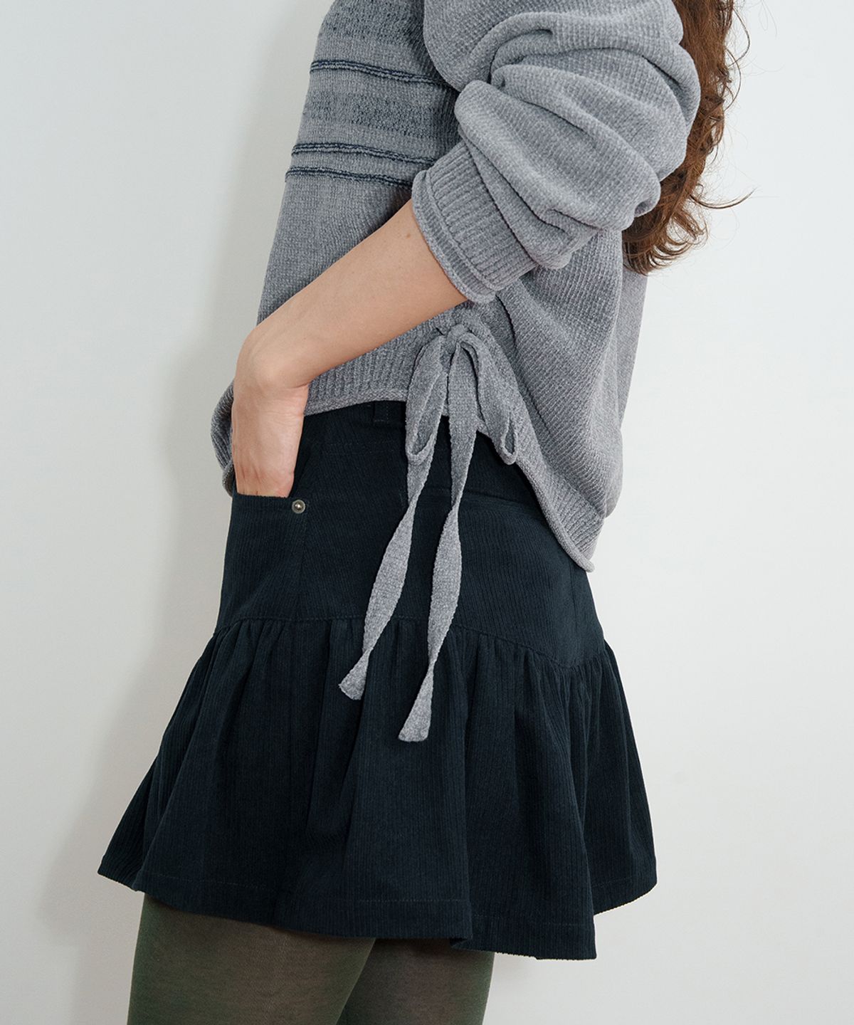 시눈(SINOON) Velvet String Pullover (Grey)