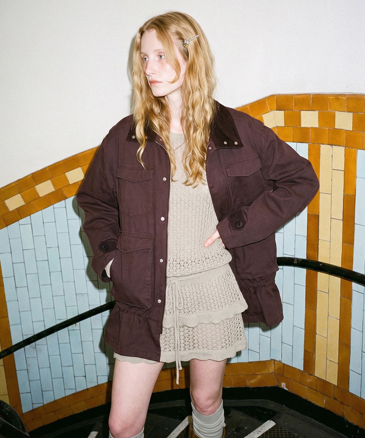 시눈(SINOON) Openwork Knit Pullover (Beige)