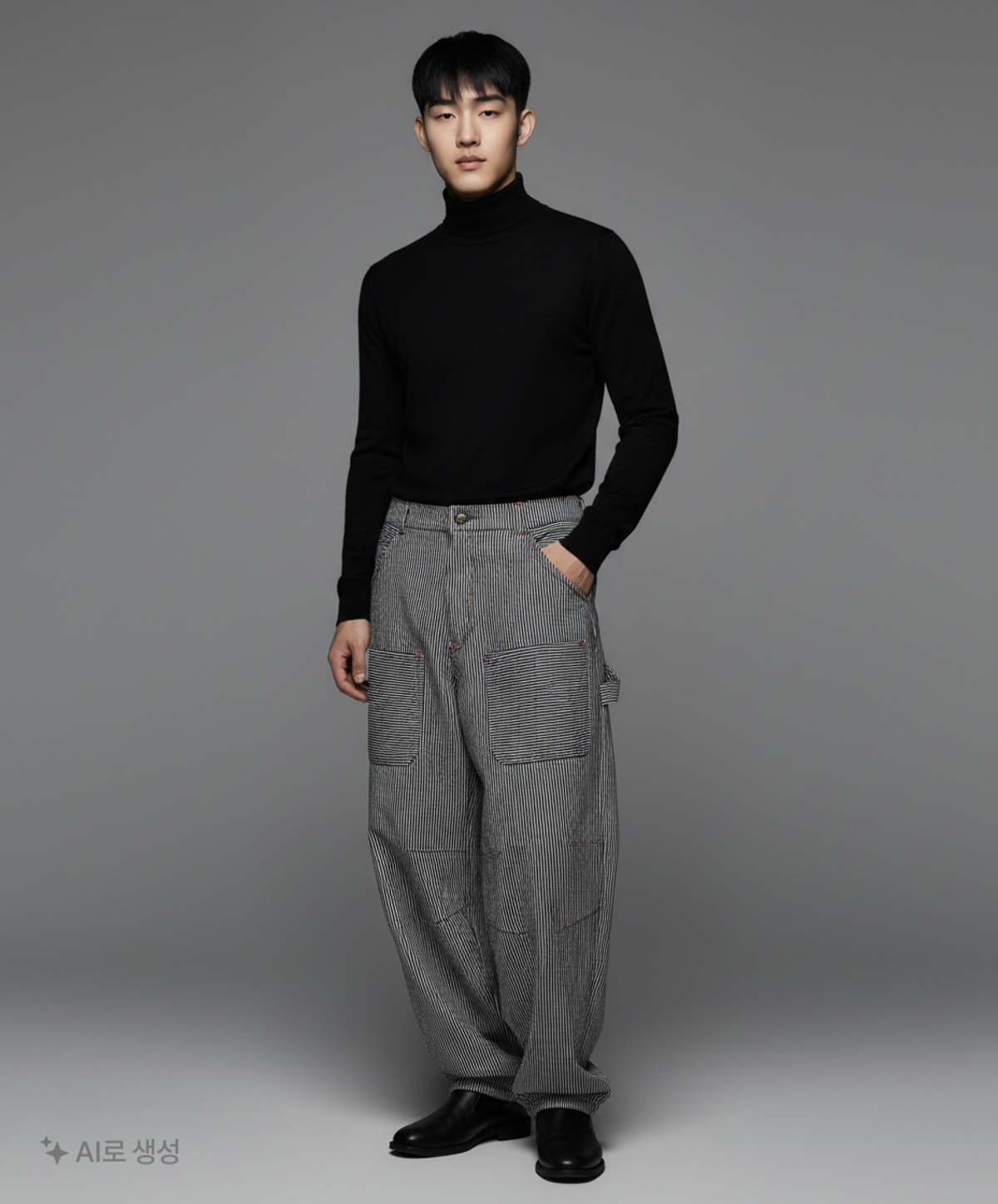 오가프(OGARP) Hickory Stripe Denim Pants Black 2
