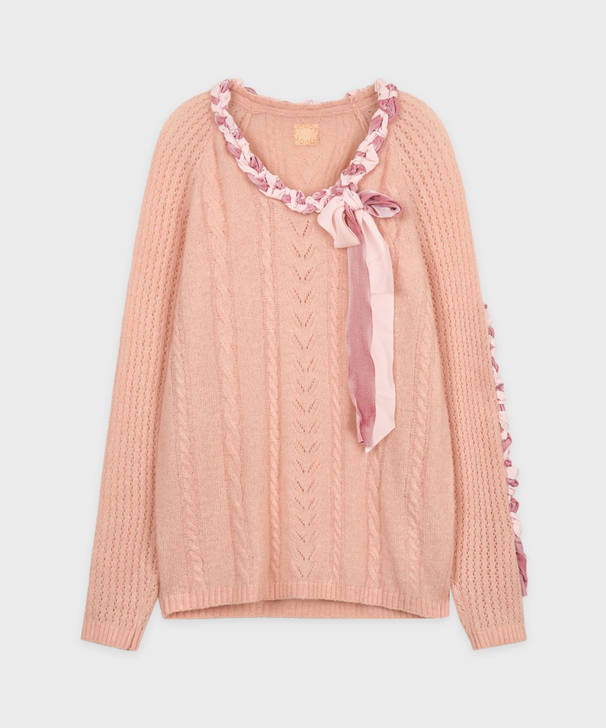 시눈(SINOON) Lace-Up Ribbon Knit (Pink)