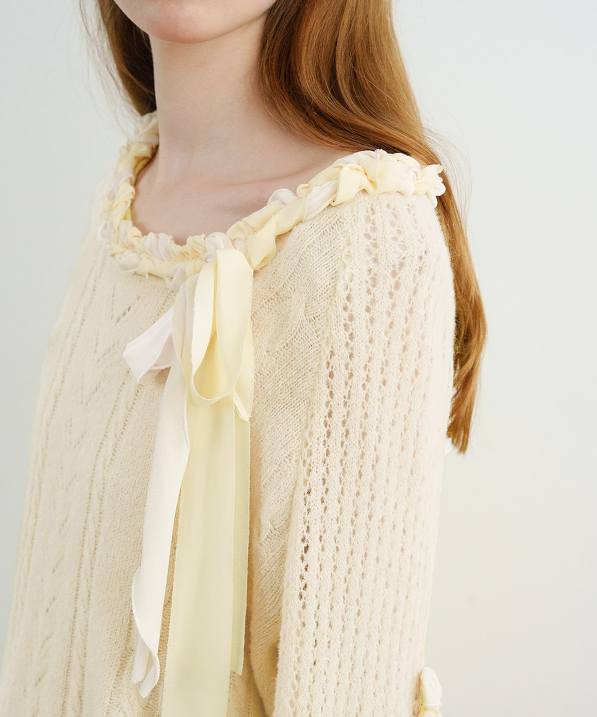 시눈(SINOON) Lace-Up Ribbon Knit (Cream)