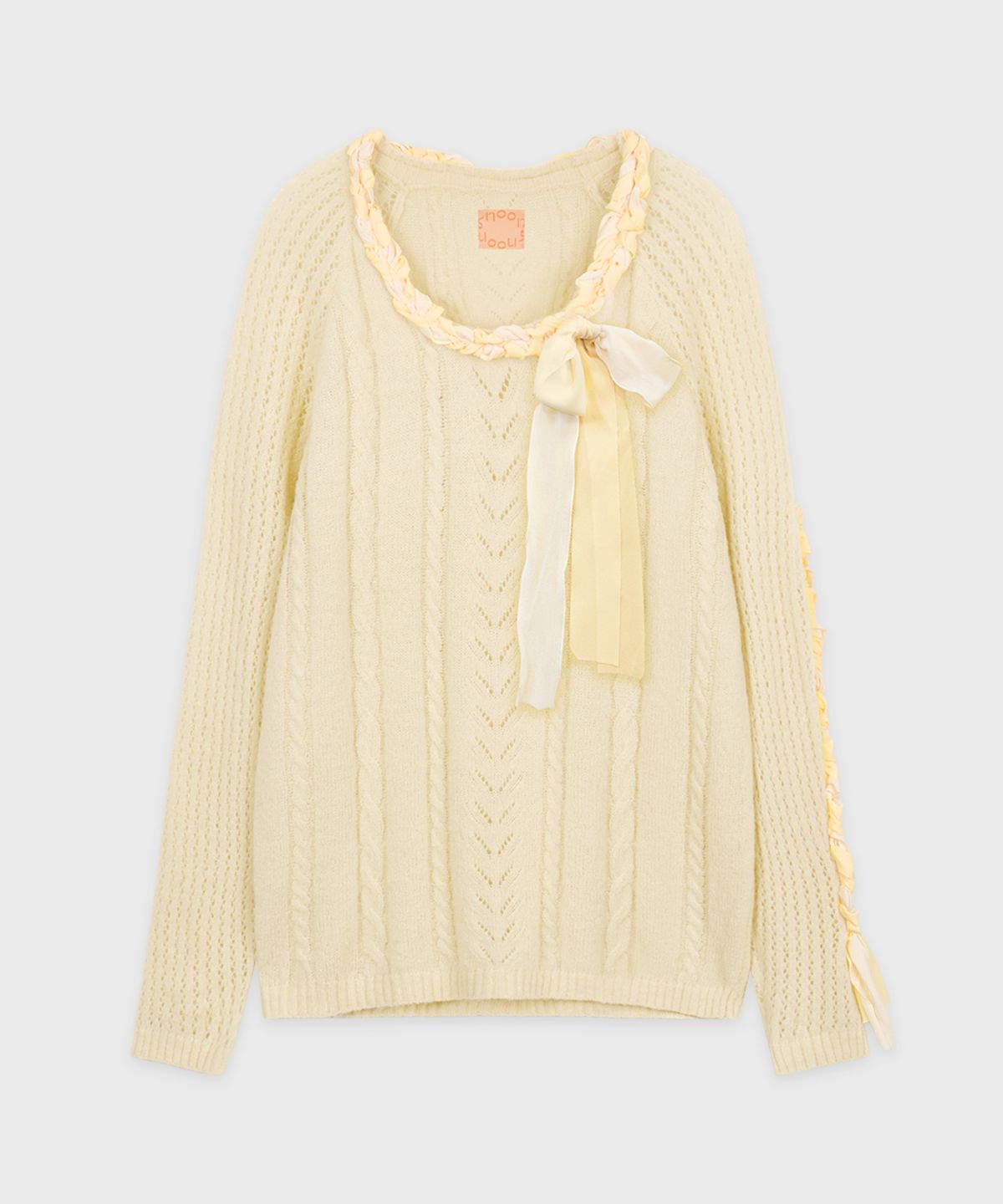 시눈(SINOON) Lace-Up Ribbon Knit (Cream)